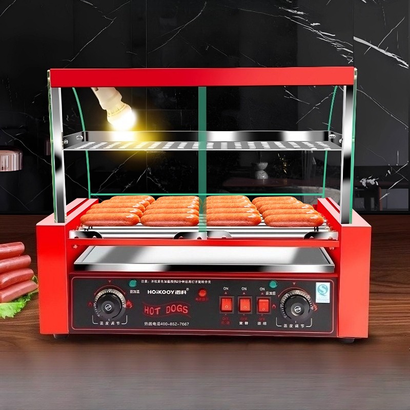 Hot Dog Press - 상업용 7튜브 소시지 그릴 기계 1050W